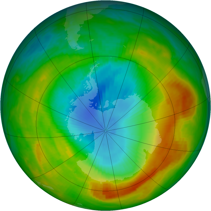 Antarctic ozone map for 09 November 1980